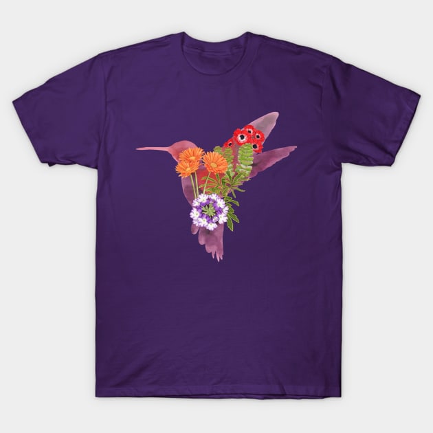 Hummingbird Watercolor T-Shirt by BurningChair